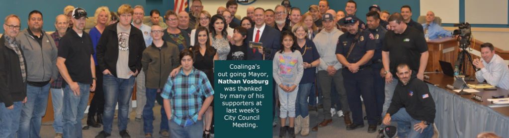 Coalinga Mayor Nathan Vosburg receives the Key to the City